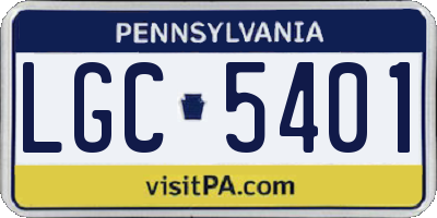 PA license plate LGC5401