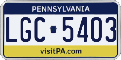 PA license plate LGC5403