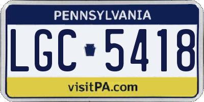 PA license plate LGC5418