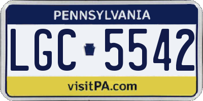 PA license plate LGC5542