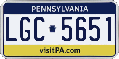 PA license plate LGC5651