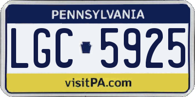 PA license plate LGC5925