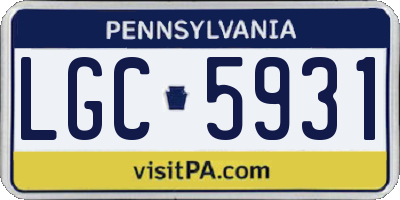 PA license plate LGC5931