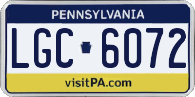 PA license plate LGC6072