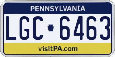 PA license plate LGC6463