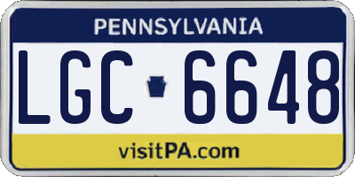 PA license plate LGC6648