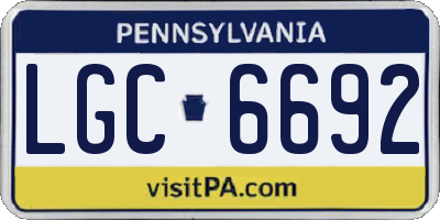 PA license plate LGC6692