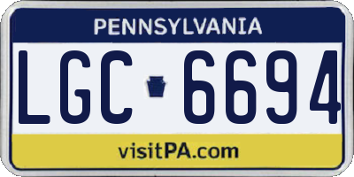 PA license plate LGC6694
