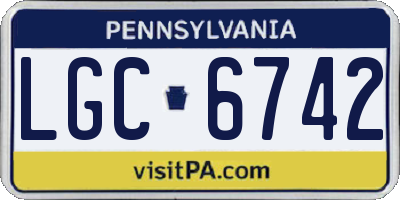 PA license plate LGC6742