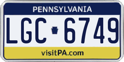 PA license plate LGC6749