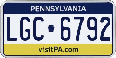 PA license plate LGC6792