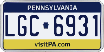 PA license plate LGC6931
