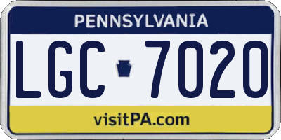 PA license plate LGC7020