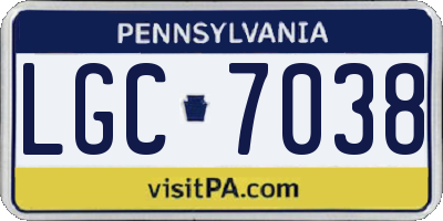PA license plate LGC7038