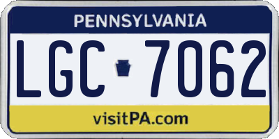 PA license plate LGC7062