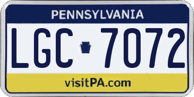 PA license plate LGC7072