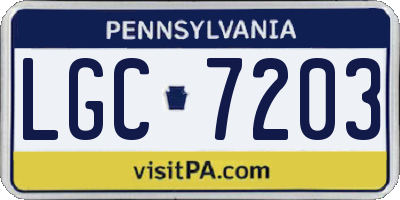 PA license plate LGC7203