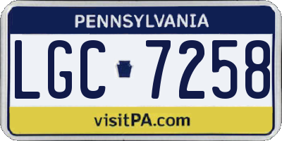 PA license plate LGC7258