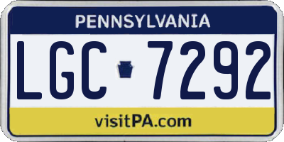 PA license plate LGC7292