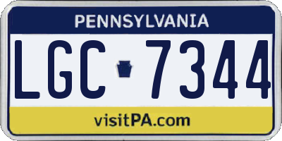 PA license plate LGC7344