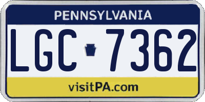 PA license plate LGC7362