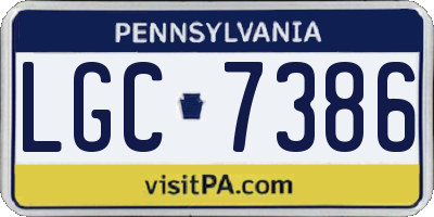 PA license plate LGC7386