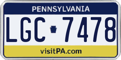 PA license plate LGC7478