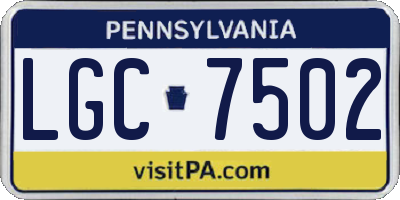 PA license plate LGC7502