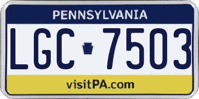PA license plate LGC7503