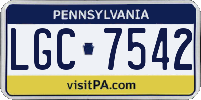 PA license plate LGC7542