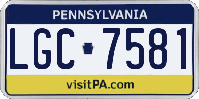 PA license plate LGC7581