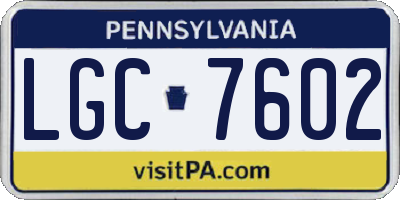 PA license plate LGC7602