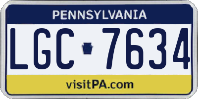 PA license plate LGC7634