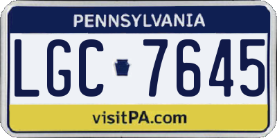 PA license plate LGC7645