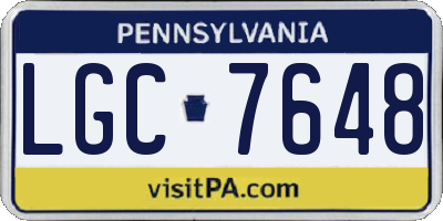 PA license plate LGC7648