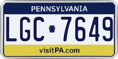 PA license plate LGC7649