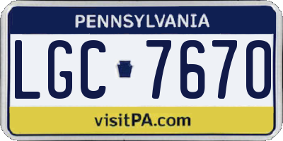PA license plate LGC7670
