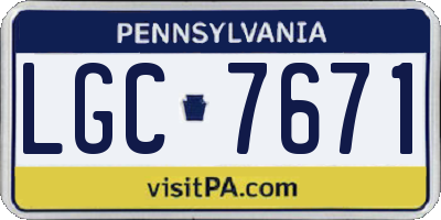 PA license plate LGC7671