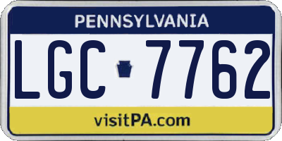 PA license plate LGC7762