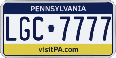 PA license plate LGC7777
