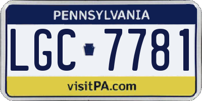 PA license plate LGC7781