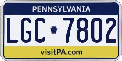 PA license plate LGC7802