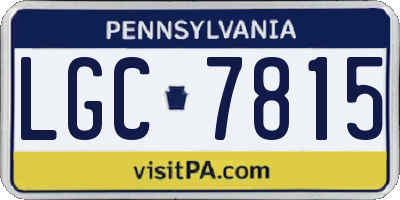 PA license plate LGC7815