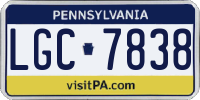 PA license plate LGC7838