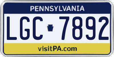 PA license plate LGC7892