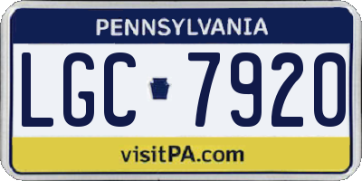 PA license plate LGC7920