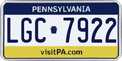 PA license plate LGC7922