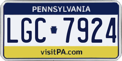 PA license plate LGC7924