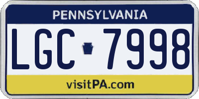 PA license plate LGC7998