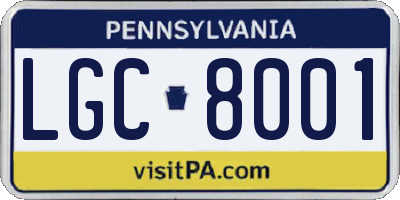 PA license plate LGC8001